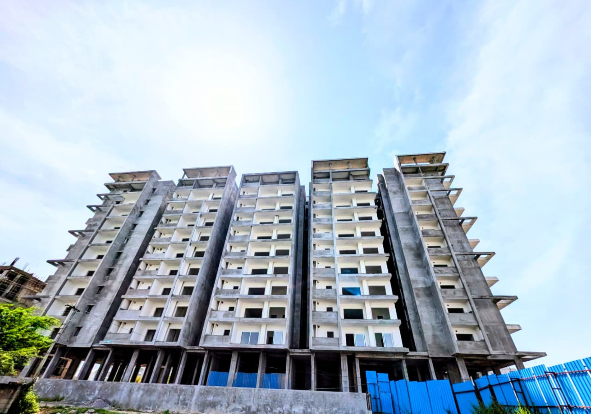 Ongoing construction of Bayleaf premium high-rise apartments in Hyderabad – Verdant Builders residential project site progress